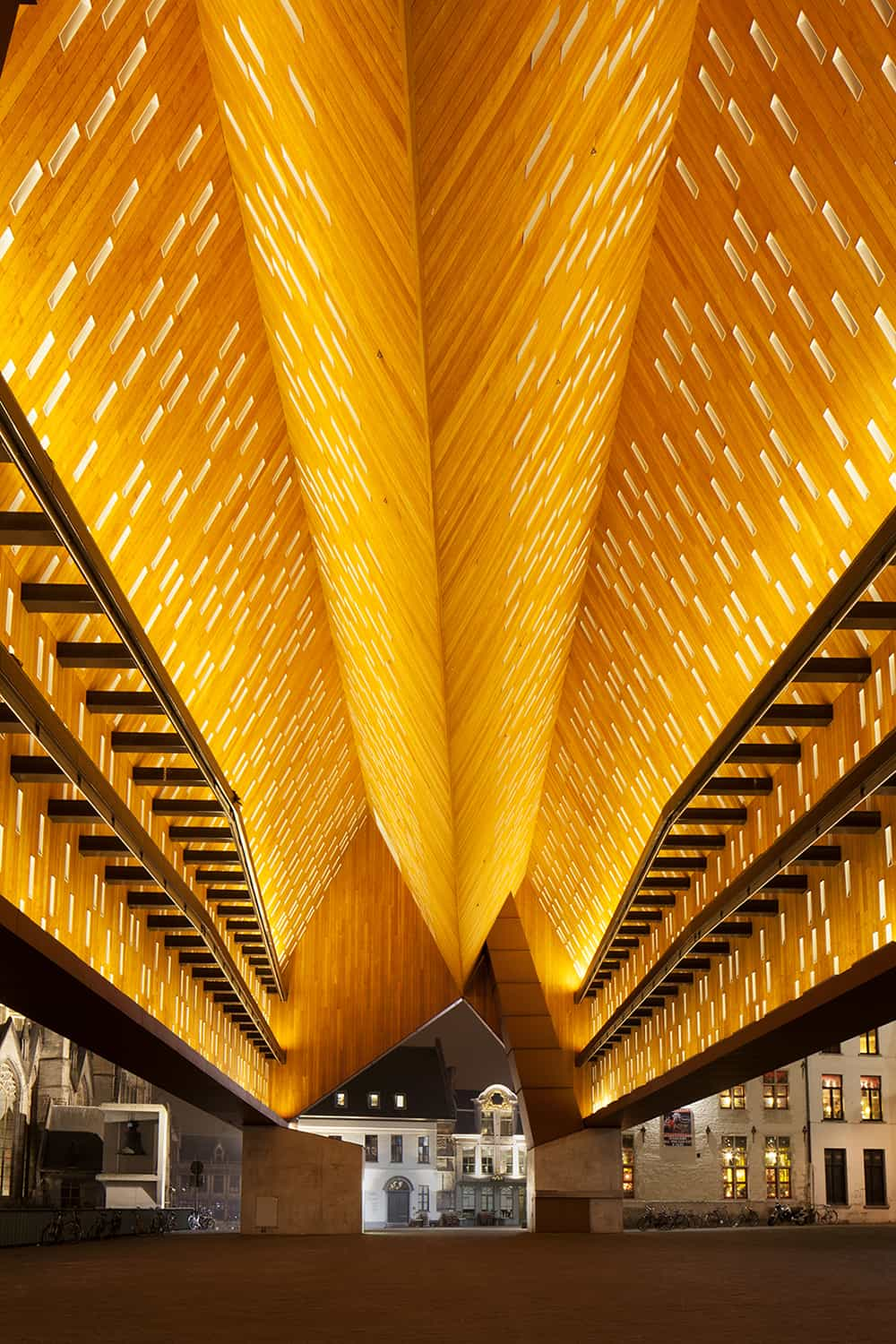 photographie d'architecture de nuit du pavillon urbain de Gand © francois nussbaumer